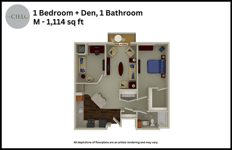 a floor plan of a room with a bedroom and bathroom